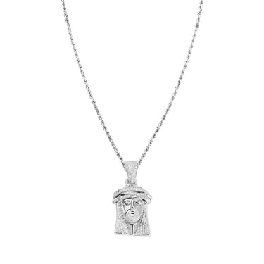 White Diamond Jesus Pendant in 14k White Gold 1.60 Ctw